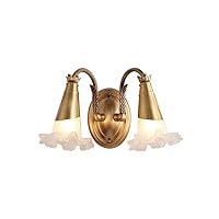 Copper Wall Lights Sconces Indoor,Mirror Headlight,Wall Lamp for Bathroom/Bathroom/Powder Room,Copper+Glass,36×22cm