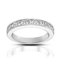 1.00 Ct Ladies Princess Cut Diamond Wedding Band Ring in 14 kt White Gold