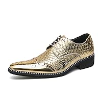 Men's Oxford Dress Shoes Shiny Patent Modern Formal Dress Lace-up Shoes for Men Wedding Party Derby Shoe