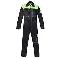 GMOIUJ Welding Suit Overall Work Men Reflective Workman Sailor Zipper Safety Jumpsuit Miner Mechanical Coverall