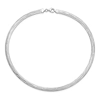Sterling Silver Bright Cut Omega d Polished Textured Reversible Necklace 17 Inches