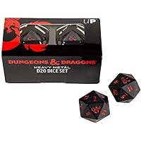 Ultra PRO Dungeons & Dragons Ampersand Heavy Metal D20 Dice Set (2 Pieces) - Great for RPG, DND, MTG as Gamer Dice or Board Gaming Dice