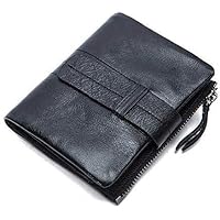 Wallet for Men Men's Wallet Leather Brusque Wallet Wallet Men's Leather Korean Version of The Belt Purse For Travel Leisure (Color : Black, Size : S)