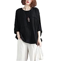 Plus Size Loose Tops for Women Cotton Half Sleeve Tunic T Shirt Blouse XL-5XL