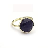Blue Tanzanite Cushion Shape Ring | Single Stone Gold Plated Gemstone Ring | Handmade Adjustable Ring | Gift For Her Jewelry 1094 9F