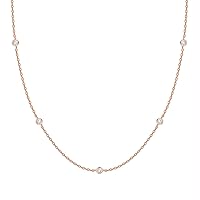 PAVOI 14K Gold Plated Station Necklace | Simulated Diamond BTY Necklace | Womens CZ Chain Necklace | Layering Necklaces