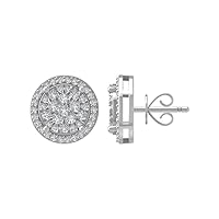 14k White Gold Plated Stud Earring 2Ct Round Cut Lab-Created Diamond Halo Earring For Women & Girl By Elegantbalaji