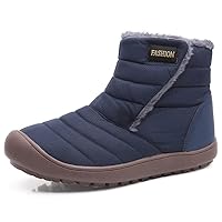Mens Winter Boots Fur Lined Snow Boots Water-resistant Outdoor Slip on Sneakers Anti-Slip Warm Winter Shoes