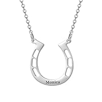 LONAGO Personalized Horseshoe Pendant Necklace Customized Any Name Initial Lucky Horseshoe Necklace Gift for Women Girls