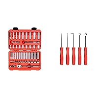 TEKTON 46-Piece 3/8-Inch Drive Socket Set with Ratchet, 5/16-3/4 & 8-19mm and 5-Piece Pick and Hook Set
