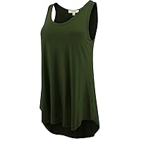 Women's High Low Tunic Casual Tank Tops Round Neck Sleeveless Flowy Loose Fit Shirts