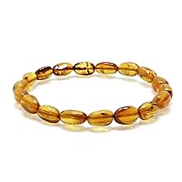 Natural Baltic Amber Nugget Shape Beads Cognac Color Beaded Bracelet, Genuine Baltic Amber.