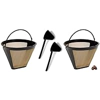 Replacement Permanent Coffee Filter #4 10-12 Cup GTF Gold Tone Filter for DCC-4000 with Large Coffee Scoop (Set of 2)