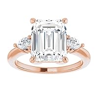 925 Silver,10K/14K/18K Solid Rose Gold Handmade Engagement Ring 1.0 CT Emerald Cut Moissanite Diamond Solitaire Wedding/Gorgeous Gifts for/Her Wife Rings