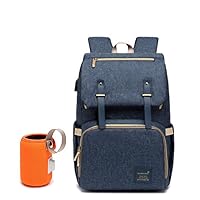 Baby Diaper Bag Backpack, Nappy Changing Bag for Dad Mom with Insulated Pockets, Travel Pack With USB Charging Port Large Capacity, Stylish and Durable (Navy Blue With USB Cup Sets)