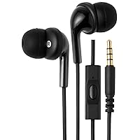 Amazon Basics In Ear Wired Headphones, Earbuds with Microphone No Wireless Technology, 0.96 x 0.56 x 0.64in, Black