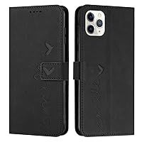 IVY [Smile Love[Kickstand Flip][Lanyard Shoulder Strap][PU Leather] - Wallet Case for iPhone 13 Pro Devices - Black