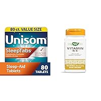 SleepTabs, Nighttime Sleep-aid, Doxylamine Succinate, 80 Tablets & Nature's Way Vitamin B-6 Supplement, Cellular Energy Support*, 50mg per Serving, 100 Capsules
