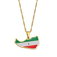 Map of Somaliland Pendant Necklaces - Women Men Charm Hip Hop Clavicle Chain Jewelry, Ethnic Maps Country Flag Neck