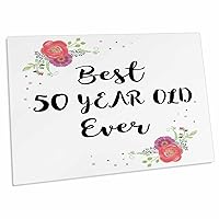 3dRose Floral Best 50 Year Old Ever Pink Flowers Cute 50th... - Desk Pad Place Mats (dpd-316155-1)