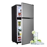 Compact Fridge with Freezer 3.5 Cu.Ft, Dorm Refrigerator, Small Fridge with 2 Doors, Removable Shelves, 7 Level Thermostat for Apartment, RV, Kitchen, Bedroom, Office