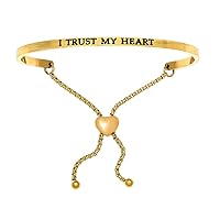 Intuitions Stainless Steel Yellow Finish i Trust My Heart Adjustable Friendship Bracelet