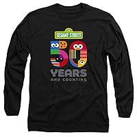 Sesame Street Long Sleeve T-Shirt 50th Anniversary Logo Black Tee