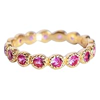 Pink Sapphire Elegant Design 925 Sterling Silver Gold Plated Partywear New Ring