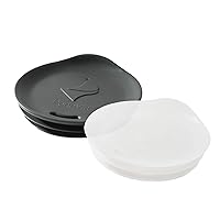 Set Of Two Reusable Coffee Cup Silicone Lid – Fits Any Tumbler, Water Bottle, & Ceramic Coffee Mug – Ceramic Travel Mug Lid (Medium to Large - Grey) (Small to Medium - Clear)
