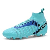Unisex's AG Cleats Training Sports Non-Slip Long Studs High-Top Football Soccer Shoes for Youth