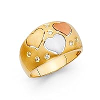 14ct Yellow Gold White Gold and Rose Gold Fancy Ring Size N 1/2 Jewelry for Women