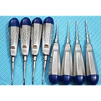 New German Grade Dental Elevator Tooth Extraction Extracting Tools 8 Pcs Straight + Curved 1.5MM to 4MM Complete Set(A+ Quality)