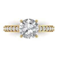 Clara Pucci 2.25 ct Round Cut Solitaire W/Accent Genuine Moissanite Engagement Promise Anniversary Bridal Wedding Ring 18K Yellow Gold