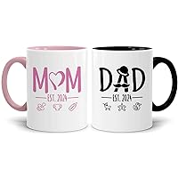 LOZACHE New Mom Dad Coffee Mugs est 2024, Expecting Couple Gifts for New Parents Frist Time Mom Dad Soon To Be, Baby Shower Pregnancy Announcements Expectant Parents Gifts for 1st Time Mothers Day