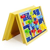 Portable Ludo with Chess Folding and Light-Weight for Carrying,Magnetic 3D Travel Ludo Board Game Set Gift for All Age