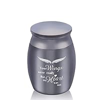 Small Keepsake Urns for Ashes Mini Cremation Urn for Ash Aluminum alloy Pets/Human Memorial Ashes - Your Wings were Ready My Heart was Not (Black 30x40mm -wings 2)