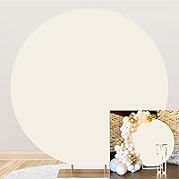 Ivory Round Backdrop Cover 6x6ft Polyester Ivory Color Kids Newborn Baby Shower Birthday Party Decor Background for Photography Bridal Shower Wedding Engagement Party Video Studio Props