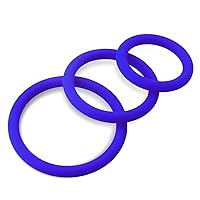 LeLuv Thin Round Smooth Cock Ring 3 Pack Penis Rings Sex Toys for Men Blue