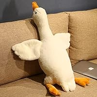 190cm Giant Long Plush White Goose Toy Stuffed Lifelike Big Wings Duck Hug Massage Throw Pillow Boyfriend Cushion for Girl (90cm)