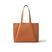 Laptop Tote Bag for Women 15.6 Inch - Large Work Bags with Zip Compartments - PU Leather Office Purse Computer Briefcase - Brown