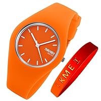 SKMEI Watches for Young Women Ladies Sports Silicone Band Waterproof Fashion Casual Simple Quartz Analog Teen Girls Gift Black Wrist Watch