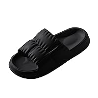 Jelly Slides Women Ladies Couple Slippers Bathroom Slippers Flat Platform Pleated Home Slippers Clog Slippers for