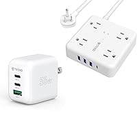 TROND Power Strip Surge Protector 4 AC Outlets & TROND USB C Charger Block 35W GaN III USB Wall Charger