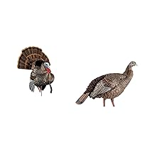 HDR Strutter Turkey Decoy - Rugged Durable Realistic Lifelike Dominant Body Standing Hunting Decoy with 2 Removable Heads & Wings, Beard, Adjustable Tail Fan, Mounting Stake & Carry Bag