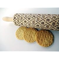 Embossing Rolling pin SKULLS with ROSES and BONES. Engraved rolling pin with SKULLS FLOWERS AND BONES. Embossed HALLOWEEN COOKIES Spooky by Algis Crafts