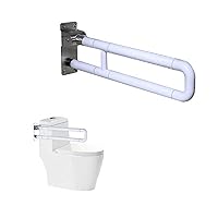 Foldable Toilet Grab Bar,Flip Up Handicap Grab Bar Non-Slip Nylon Stainless Steel Bathroom Grab Bars with Night Fluorescent,Toilet Safety Rails for Elderly Disabled Pregnant