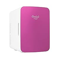 Cooluli 10L Mini Fridge for Bedroom, Car, Office Desk & Dorm - Portable Thermoelectric Cooler & Warmer for Food, Drinks, Skincare - Compact Refrigerator with Glass Front, Pink