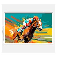Arsharenkay All Occasion Assortment Sports Pop Art Greeting Cards (Set of 4 Cards/Size 145 x 210 mm / 5.5 x 8 inches) No16 (Flat racing Sport 3)