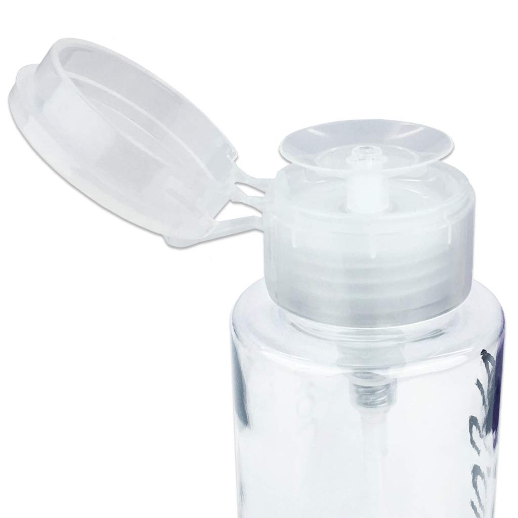 Beauticom Push Down Alcohol Pump Dispenser (Empty Pumping Bottle Only)- Clear Empty Bottle- Labeled - 7 Oz Bottle