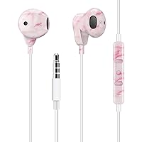 Wired Earbuds with Microphone,3.5mm Wired Earphones,in-Ear Wired Headphones HiFi Stereo,3.5mm Headphone Jack, Compatible with iPhone, iPad, Android, Computer Most with 3.5mm Jack,Pink